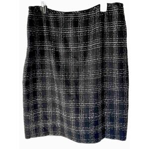 Suit Studio Skirt 16 Black & White Plaid Classic Straight lined Career Wear